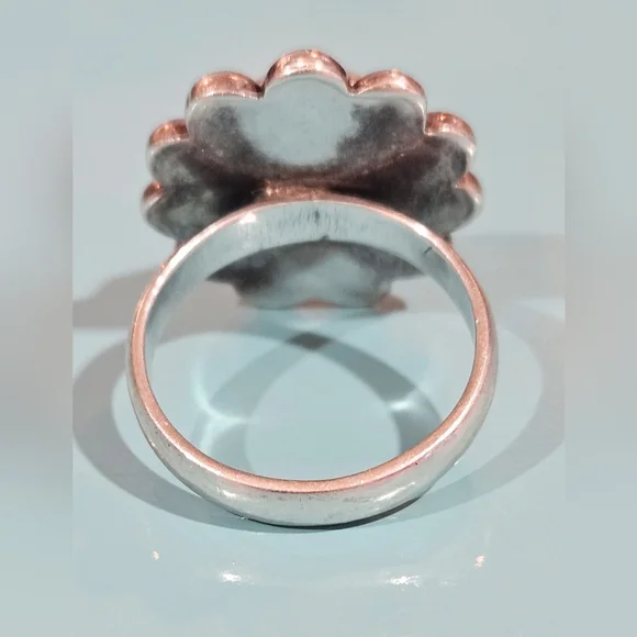 Elegant Sterling Silver Modern Rainbow Moonstone Statement‎ Ring Size 9